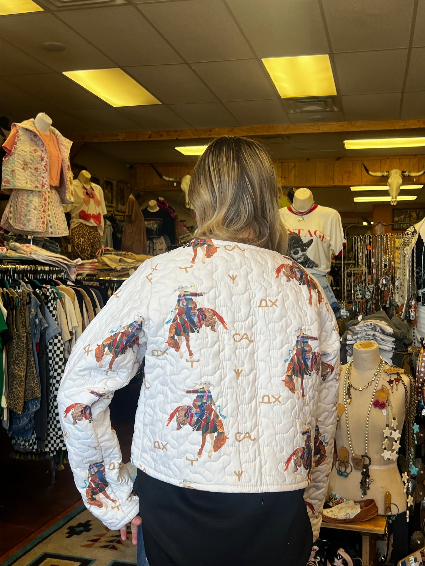 Casey Cowgirl Linen Quilted Cropped Jacket