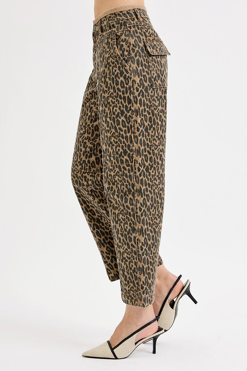 Risen Leopard Mid Rise Crop Pants