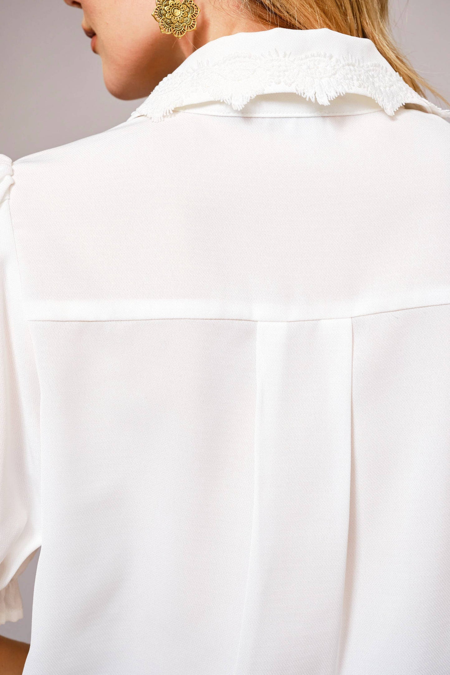 Pin Up Girl Cactus Print Lace Collar Blouse