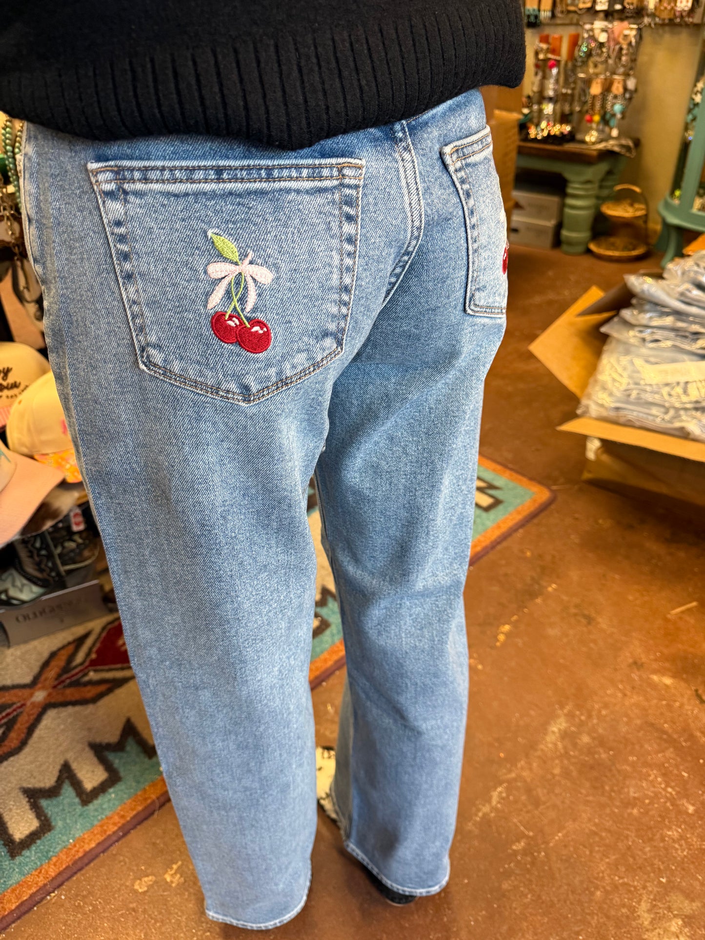 Cherry Wide Leg Jeans