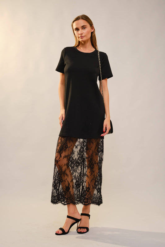 Lace Layered Midi Dress