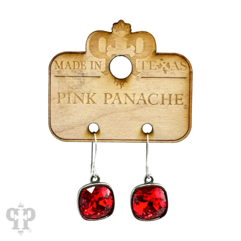 Austrian square crystal hook earring, 12mm