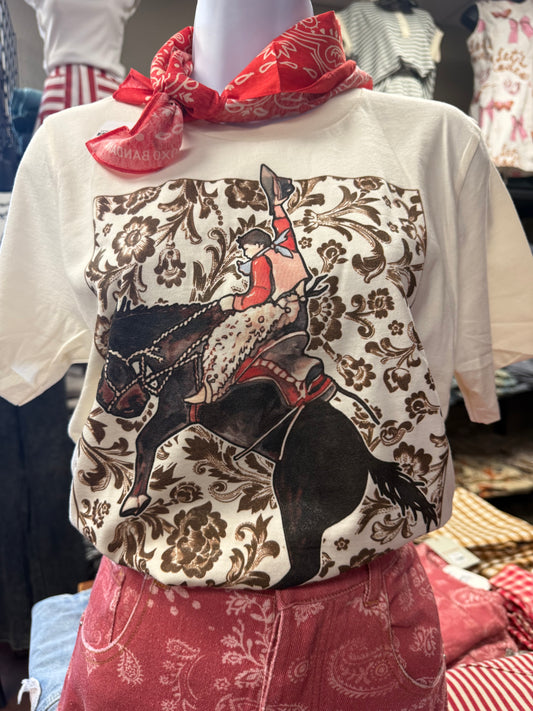 Xoxo Tee Saddle Flowers Bronc