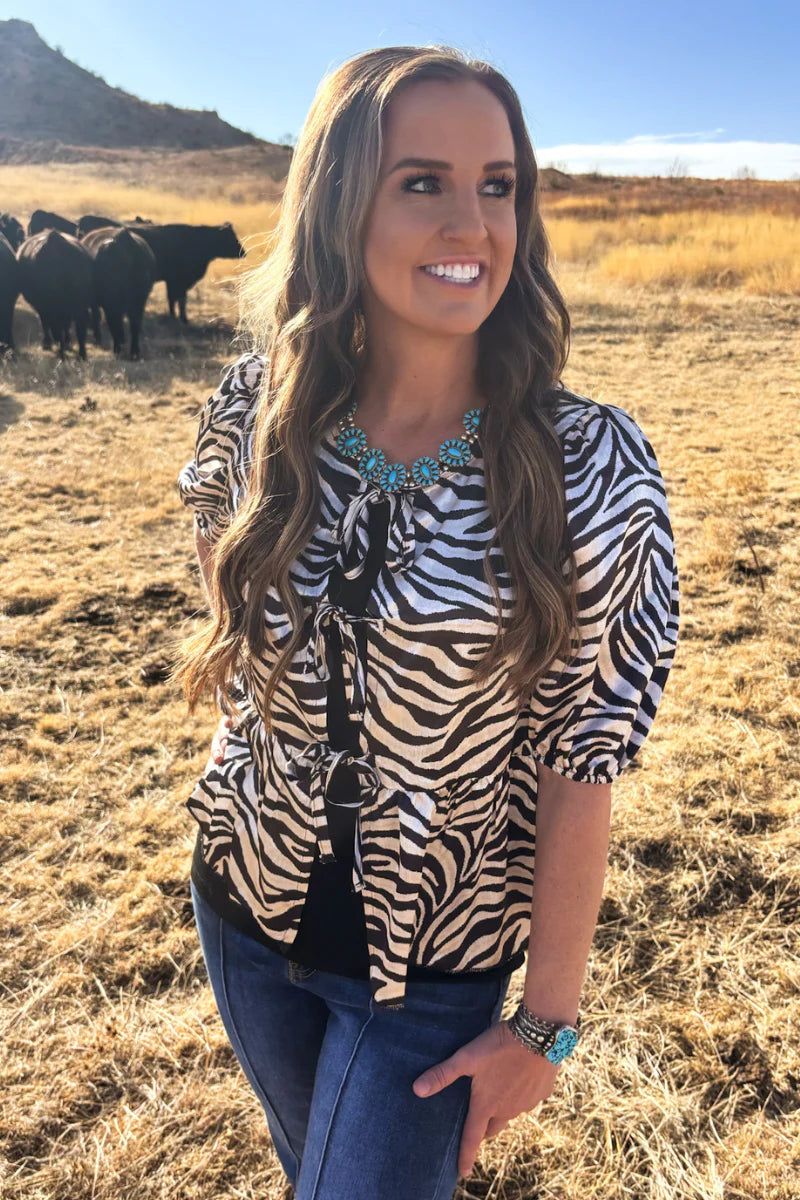 COWGIRL SAFARI TIE TOP