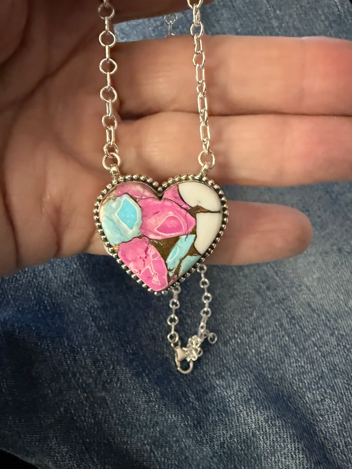 Cotton Candy Heart Necklace