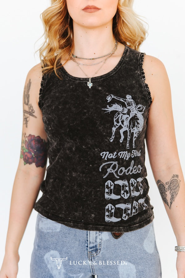 MINERAL WASH RODEO PRINTED TANK TOP