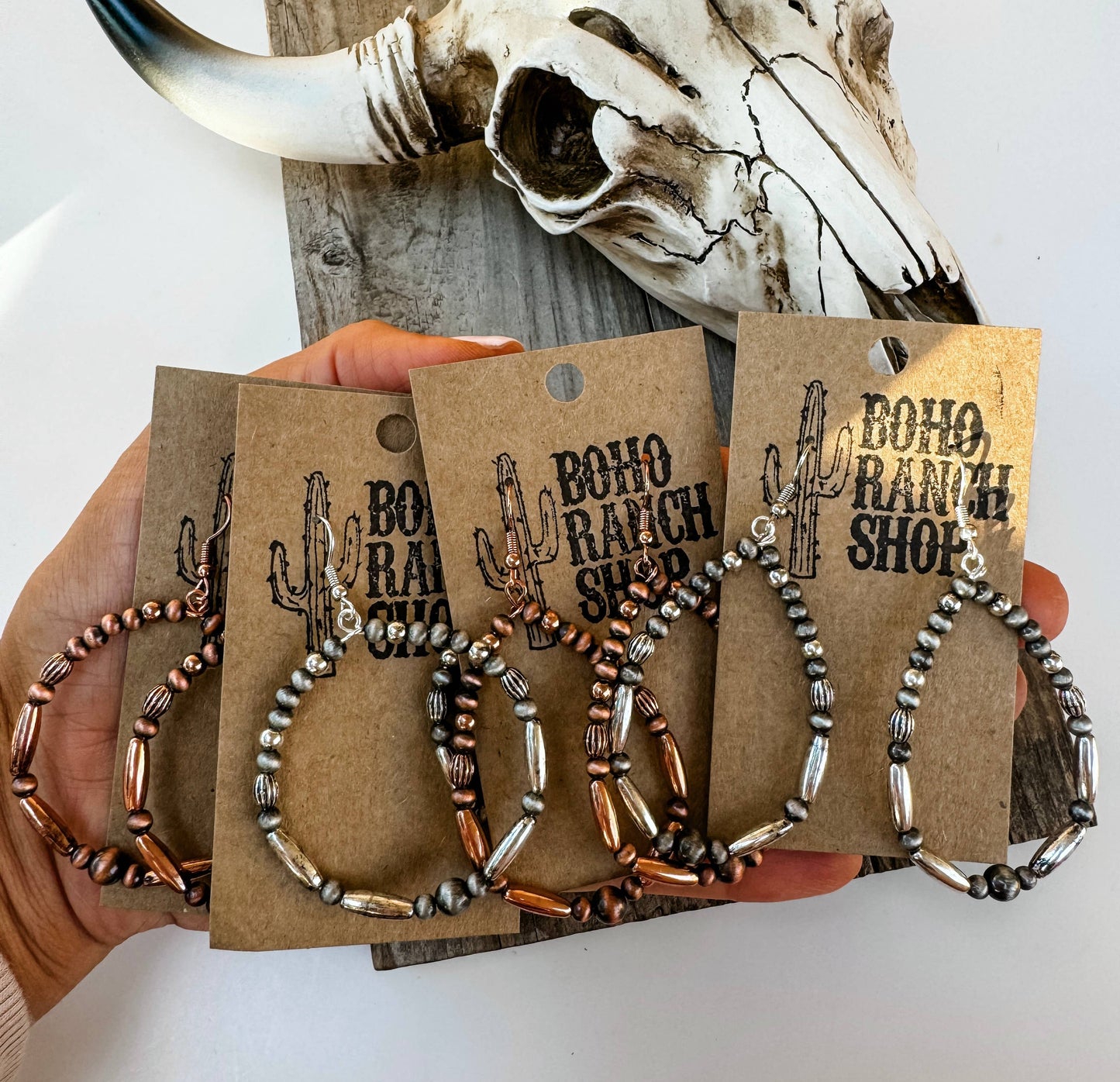 Navajo Style Pearl Round / Teardrop Dangle Earrings