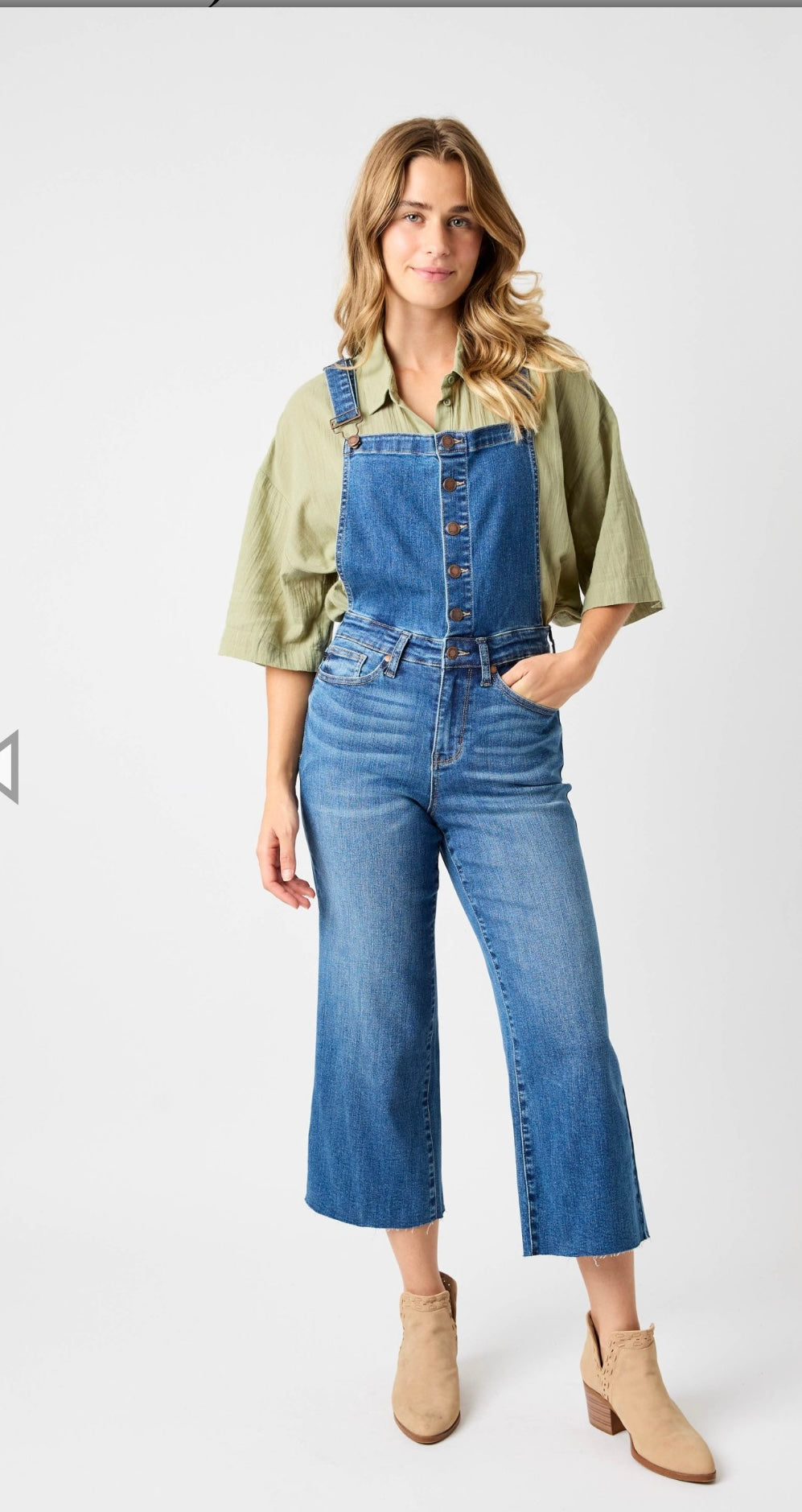 JUDY BLUE CROP WIDE OVERALL