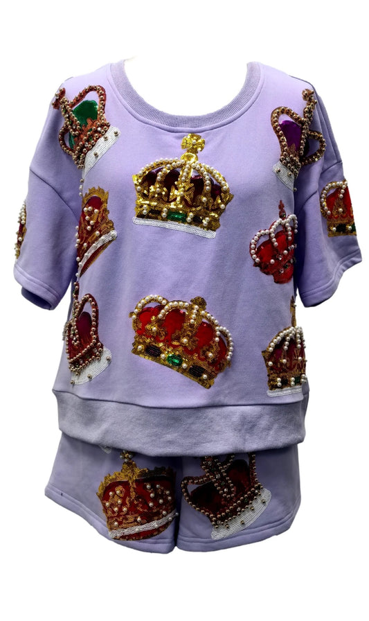 Queen Of Sparkles Lavender Scattered Crown Top