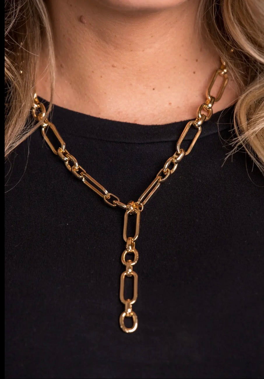 17" Gold Chunky Chain Y Necklace