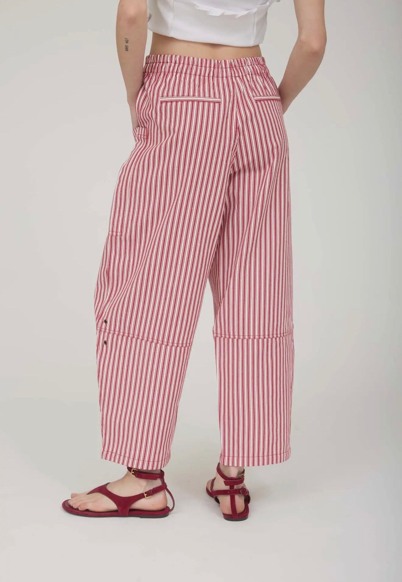 Stripe Pocket Detail Wide Leg Pants