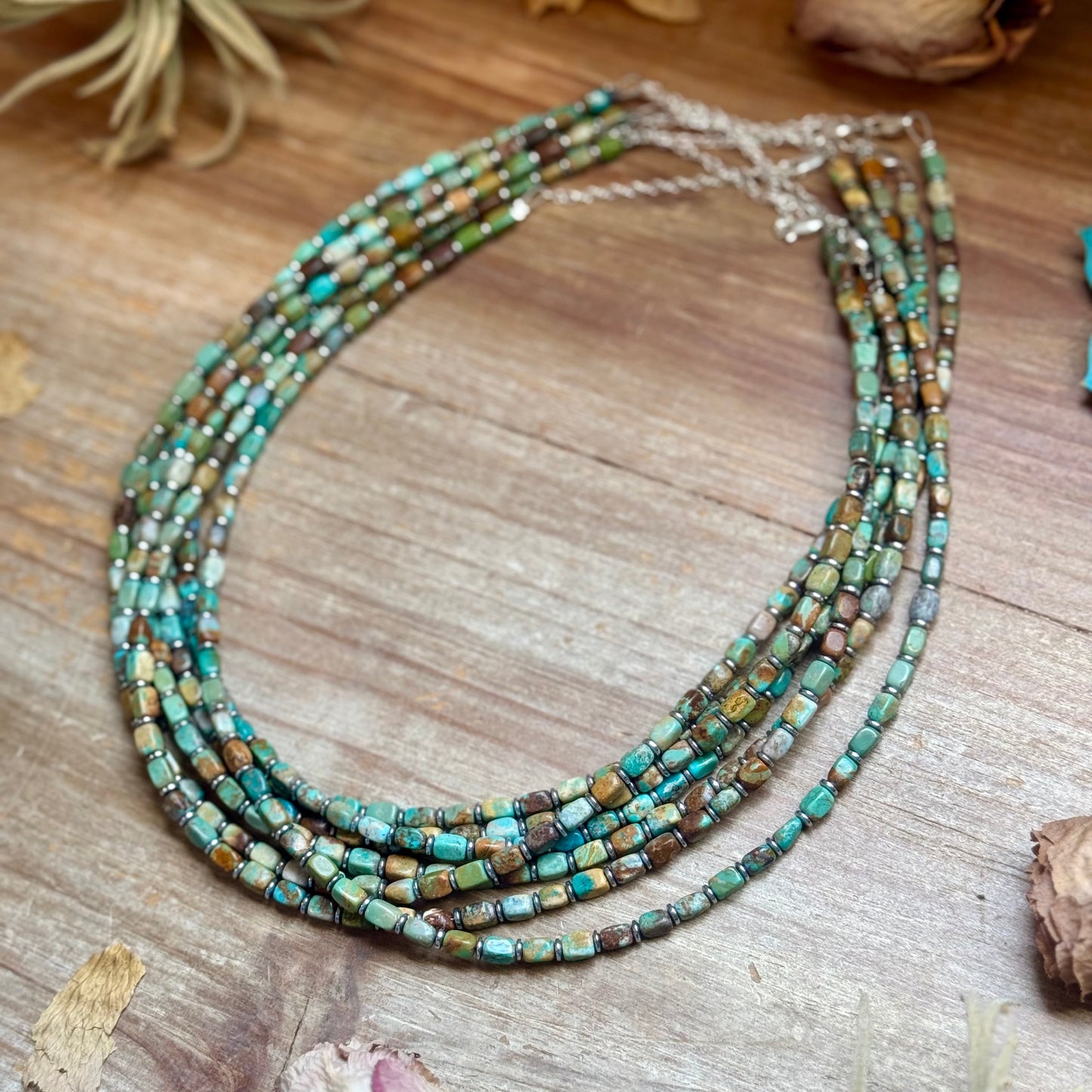 Tube Turquoise & Hematite Necklace - 18"