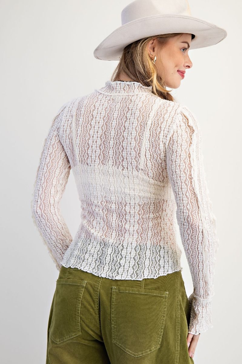 LONG SLEEVE LACE FITTED TOP