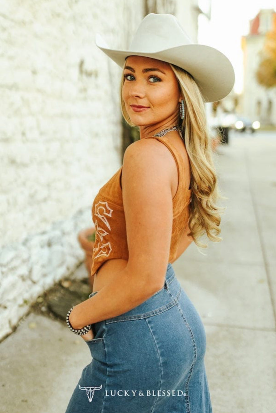 Camel Boot Stitch Corset Top