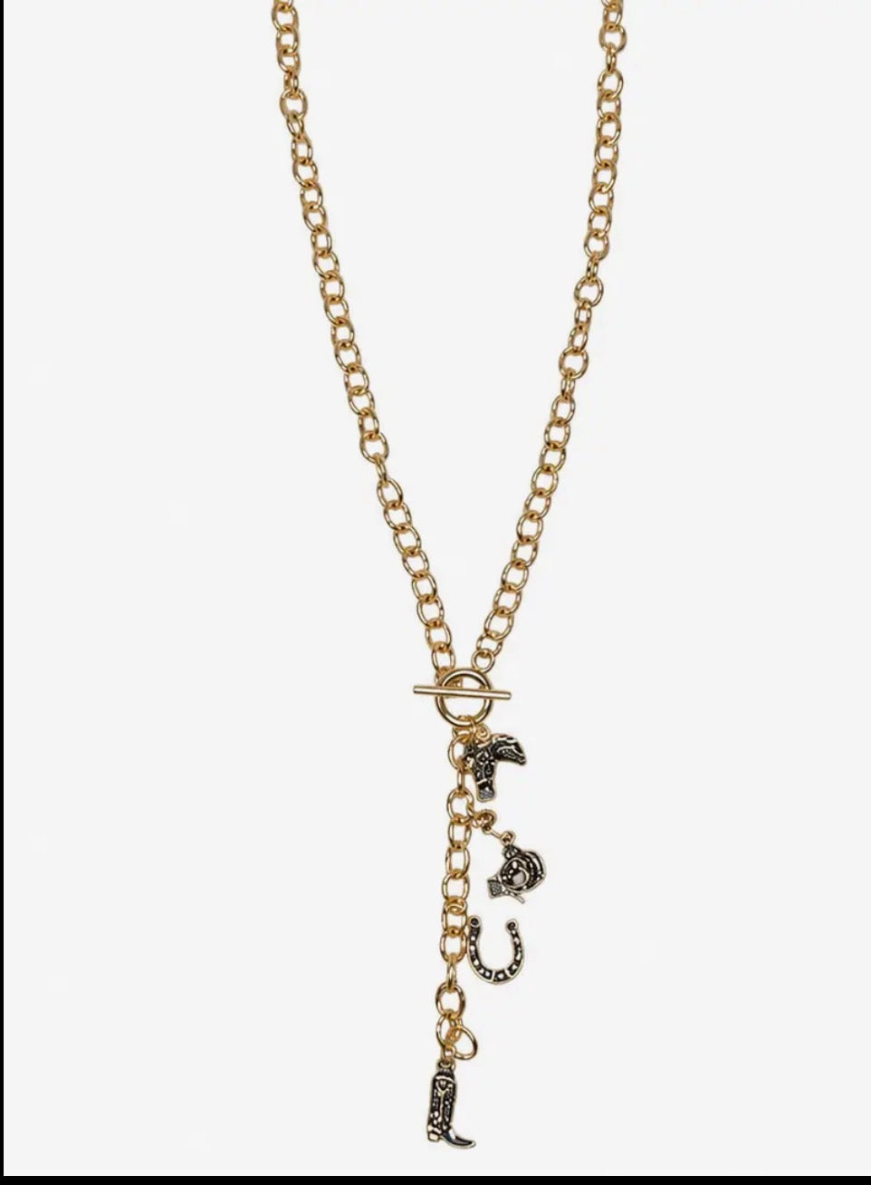 18K Gold Plated Western Charm Y Chain Necklace