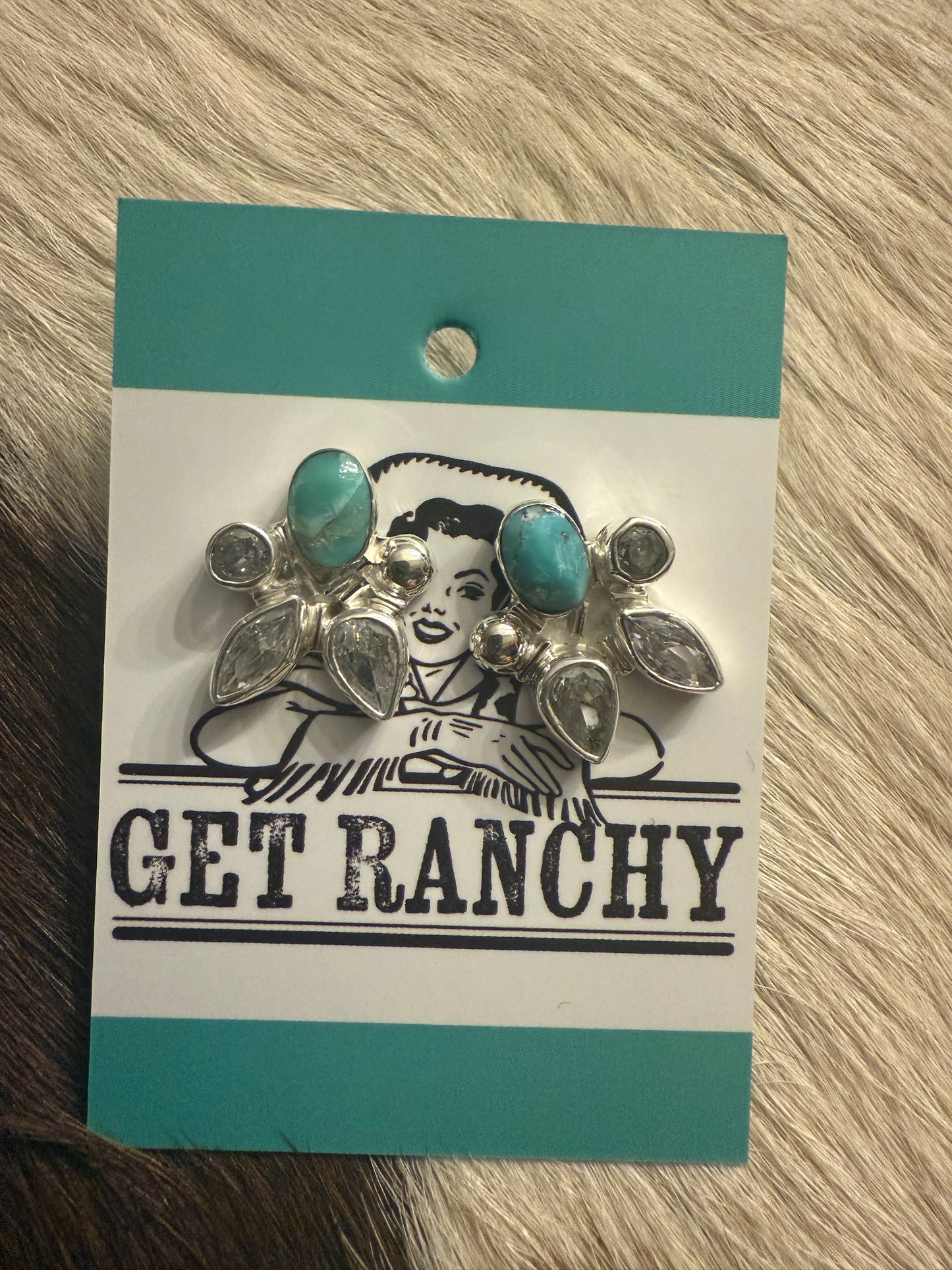 Turquoise Chunky Cluster Post Earrings