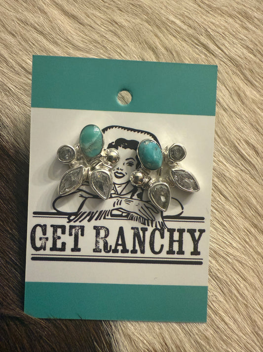 Turquoise Chunky Cluster Post Earrings