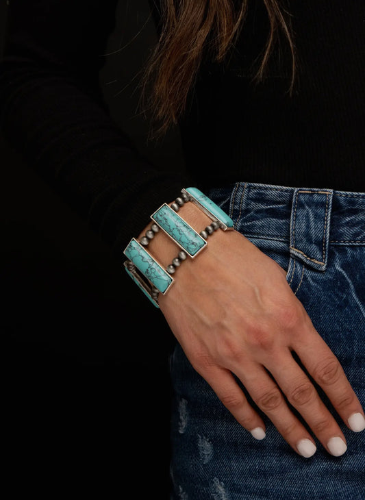 Turquoise Bar Stretch Bracelet