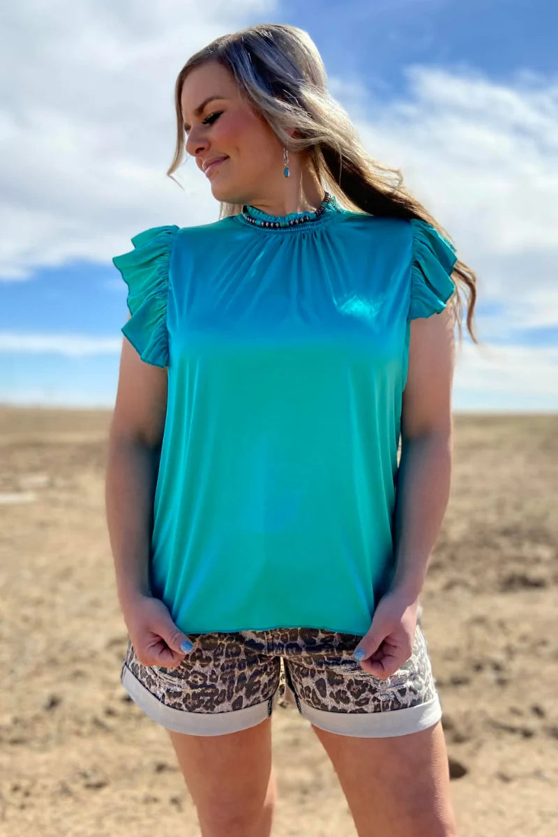 BABYDOLL TOP TURQUOISE