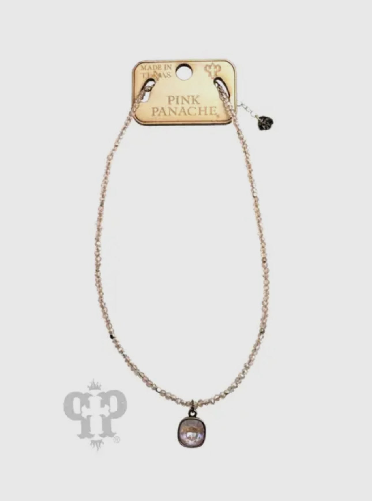 Pink Bead Necklace with Austrian Crystal