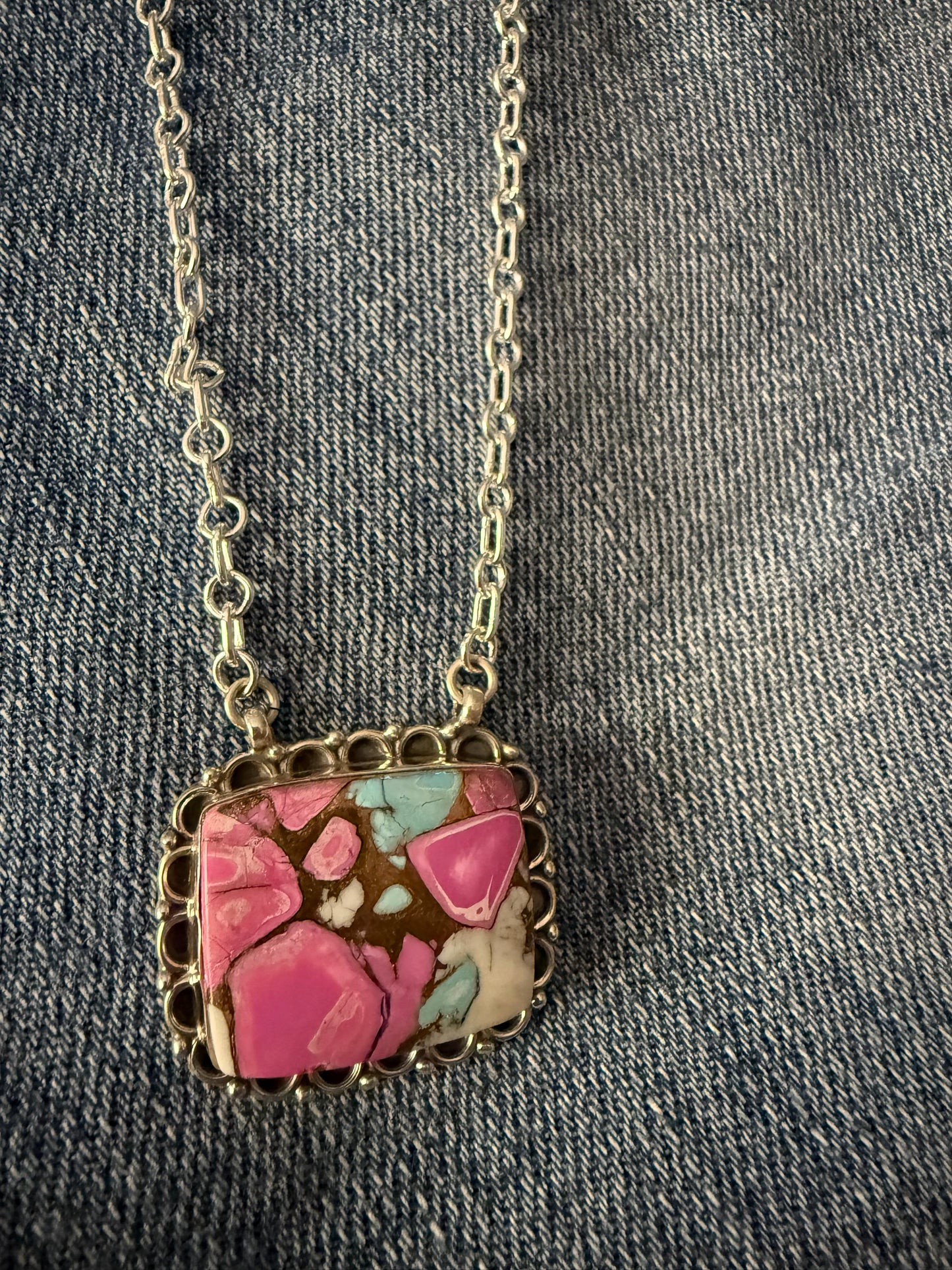 Cotton Candy Missy Square Necklace