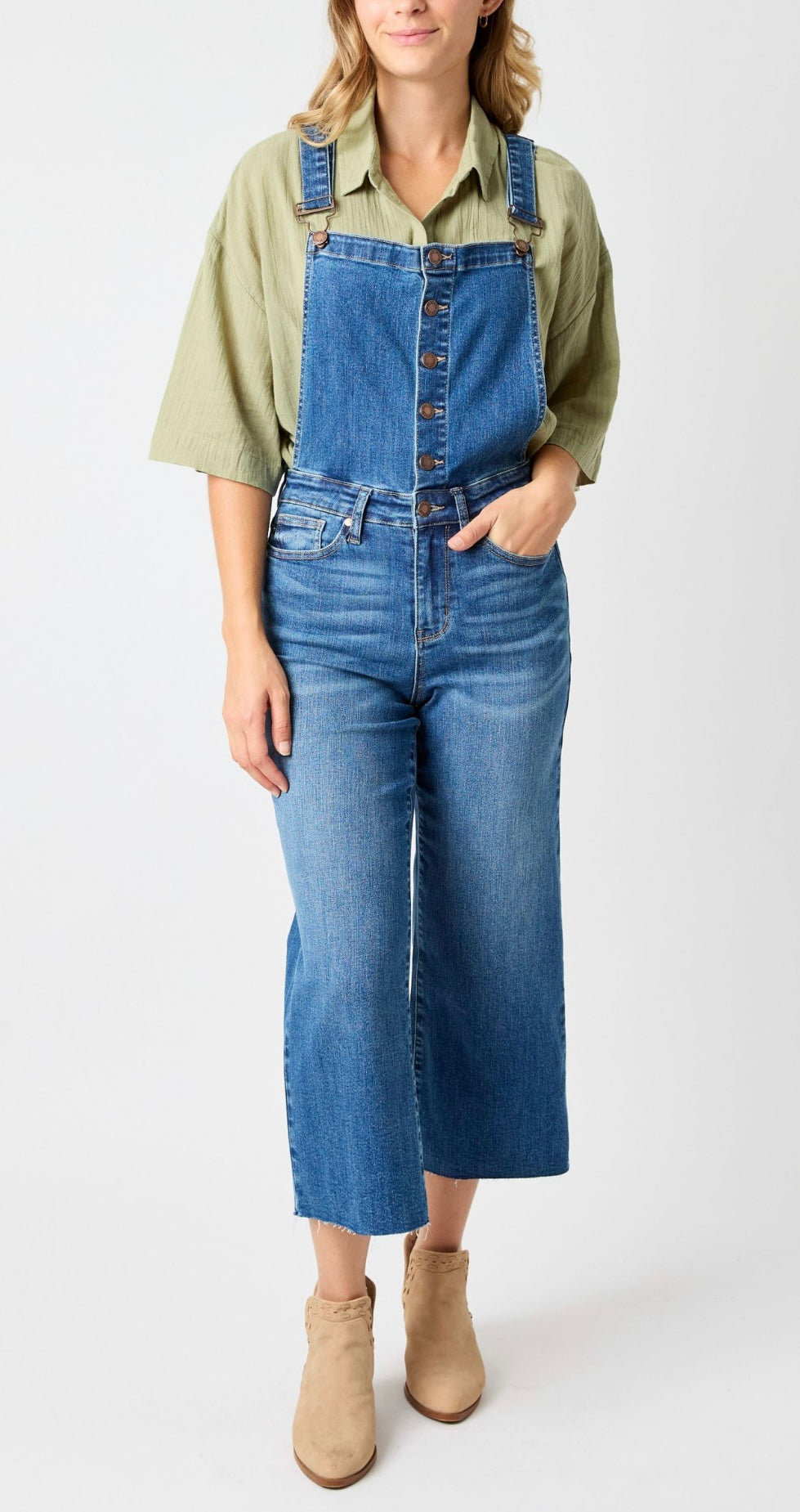 JUDY BLUE CROP WIDE OVERALL