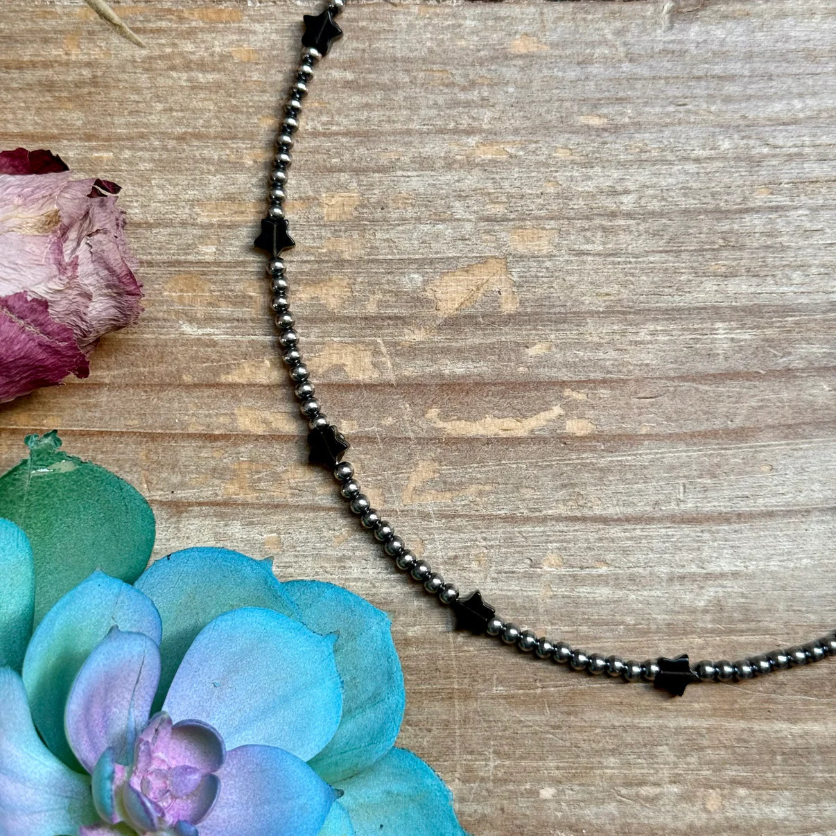 15" Black Onyx Star Necklace -
Sterling Silver Pearls