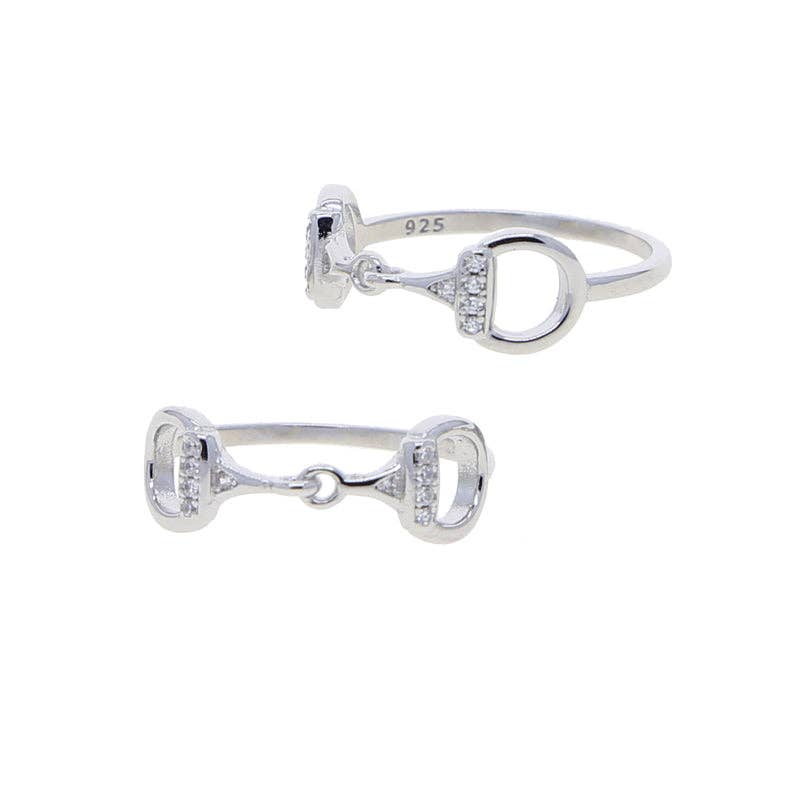 AWST Int'l Sterling Silver CZ Snaffle Bit Ring