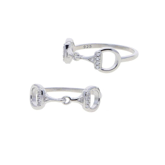 AWST Int'l Sterling Silver CZ Snaffle Bit Ring