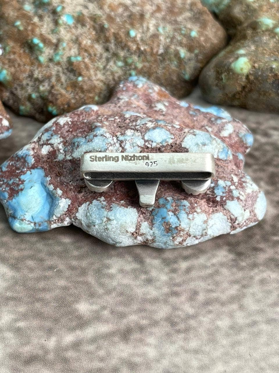 Handmade Sterling Silver Kingman Turquoise Watch Charms with Signed Nizhoni