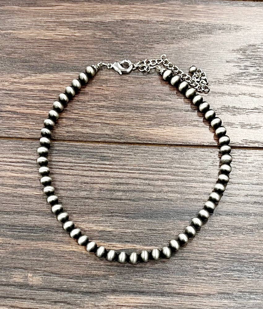 734237, Handmade 16" 8mm Navajo Bead Necklace
