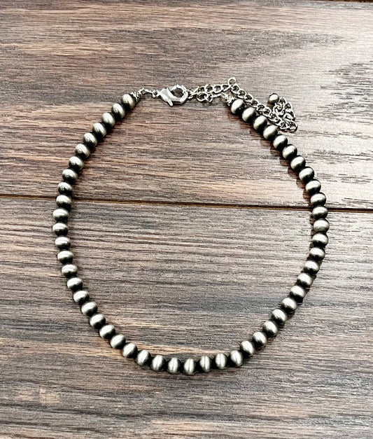 734237, Handmade 16" 8mm Navajo Bead Necklace
