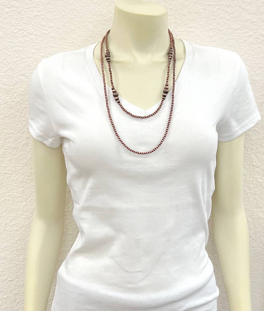 736981, Handmade 26" Copper Navajo Bead Necklace