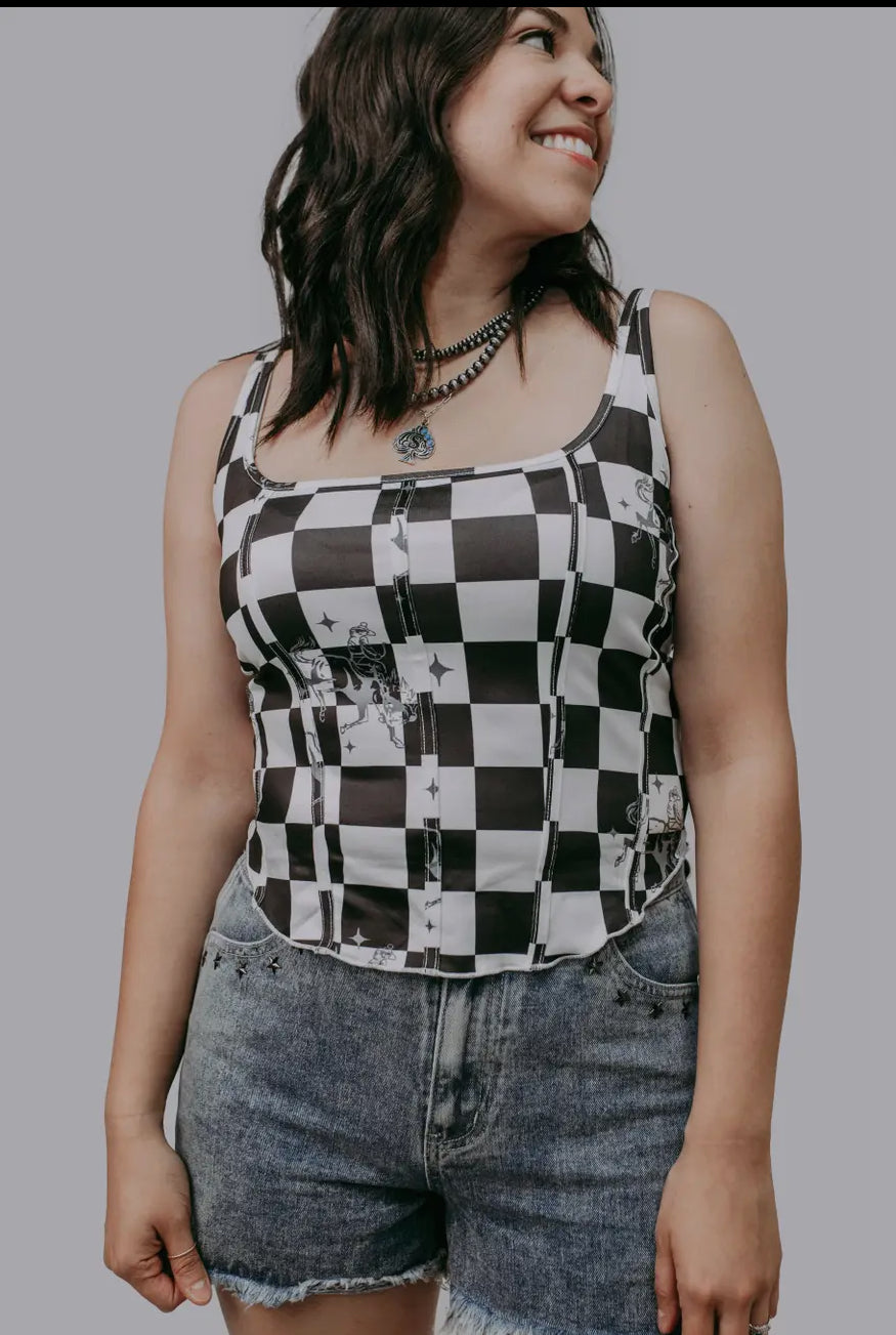 Checkered Corset Top