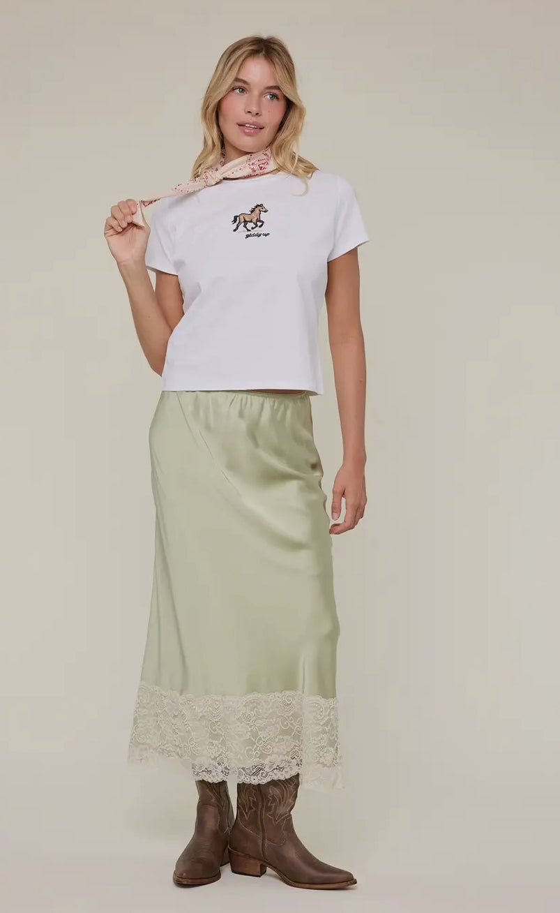 Giddy Up Embroidered Knit Tee