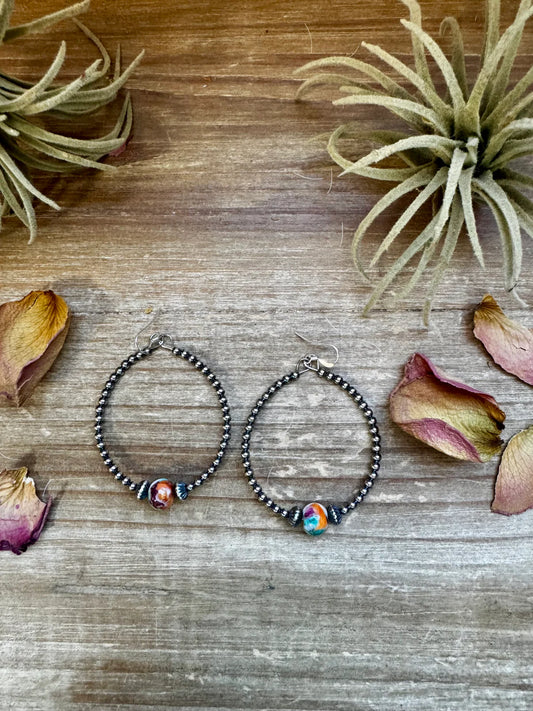 Smaller Sterling Silver Pearls
Hoops with Mohave