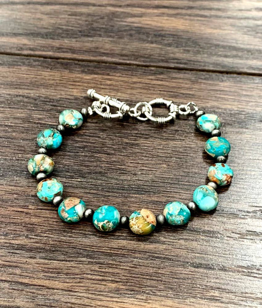Handmade Round Gemstone Adjustable Bracelet