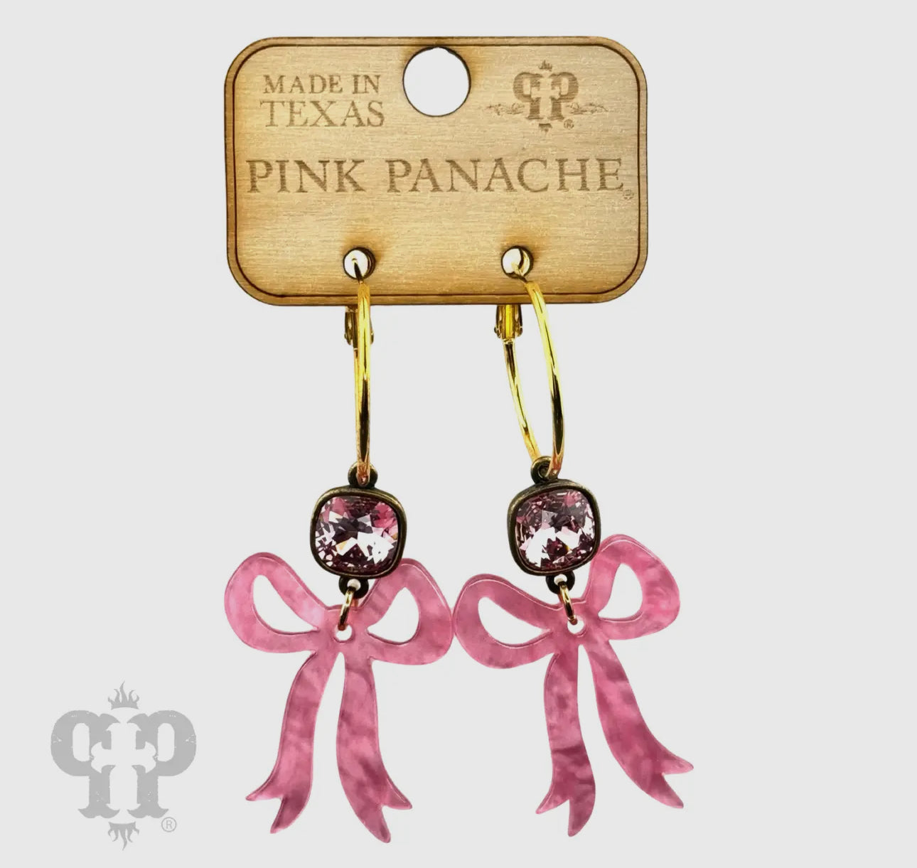 Acrylic Bow Earring, Austrian Crystal