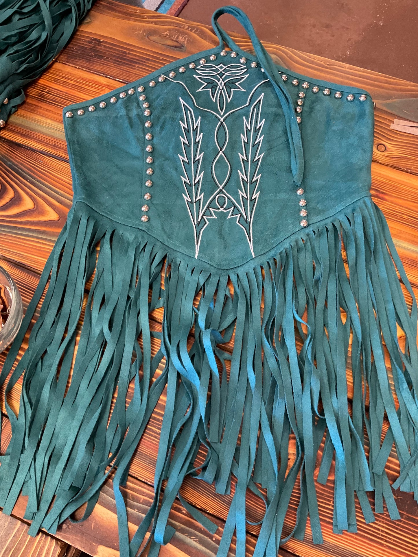 Suede Fringe Halter Tops