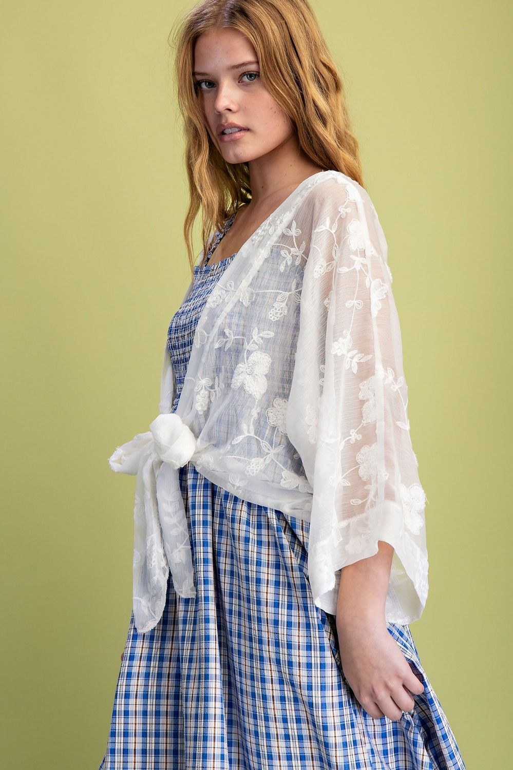 EMBROIDERY CREPE CHIFFON KIMONO