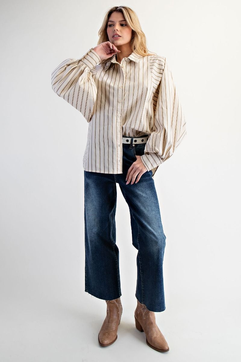 STRIPED BUTTON DOWN
WOVEN SHIRT