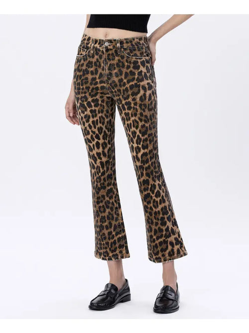 LOVERVET LEOPARD HIGH RISE LEOPARD PRINT KICK FLARE
JEANS