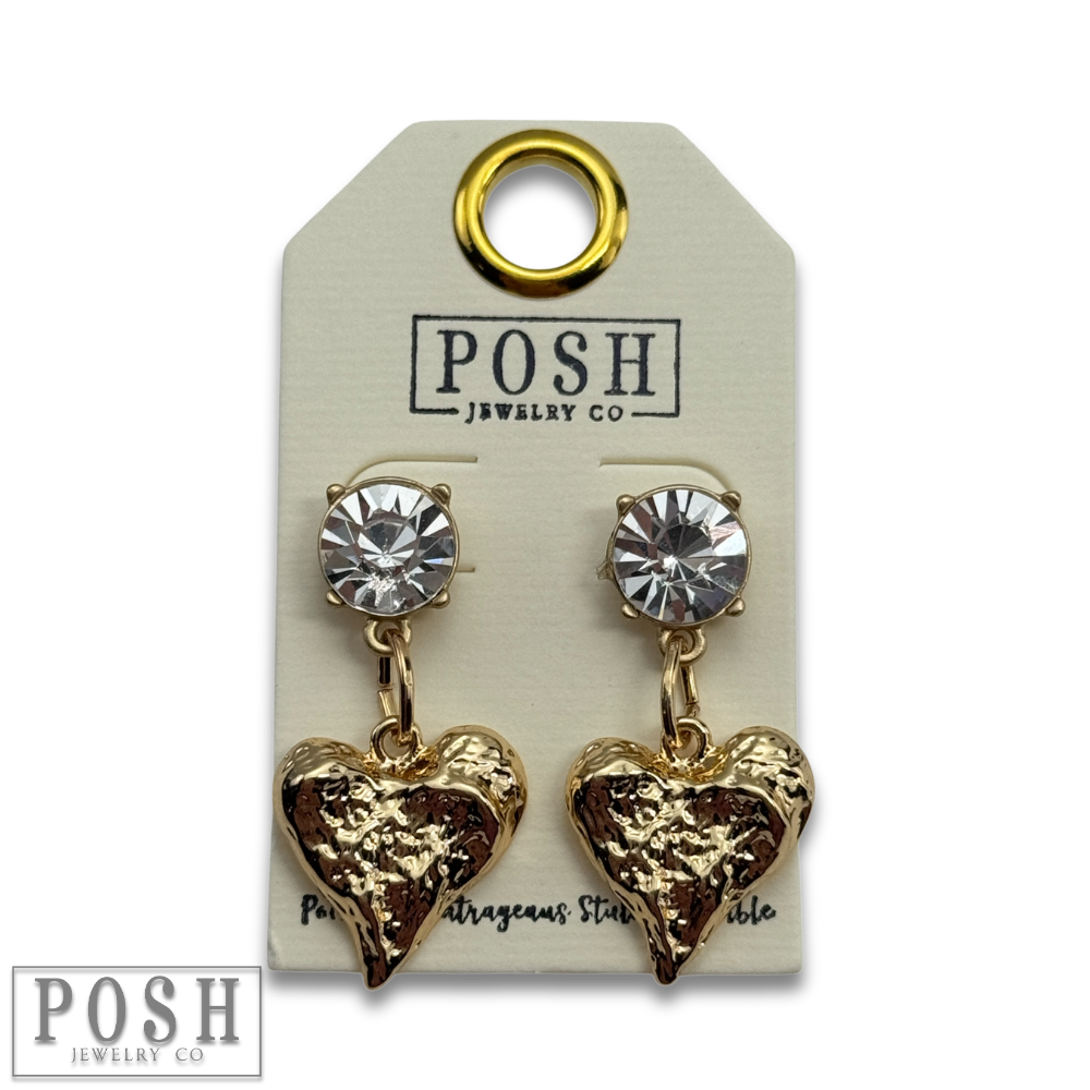 Folk art style heart charm earring