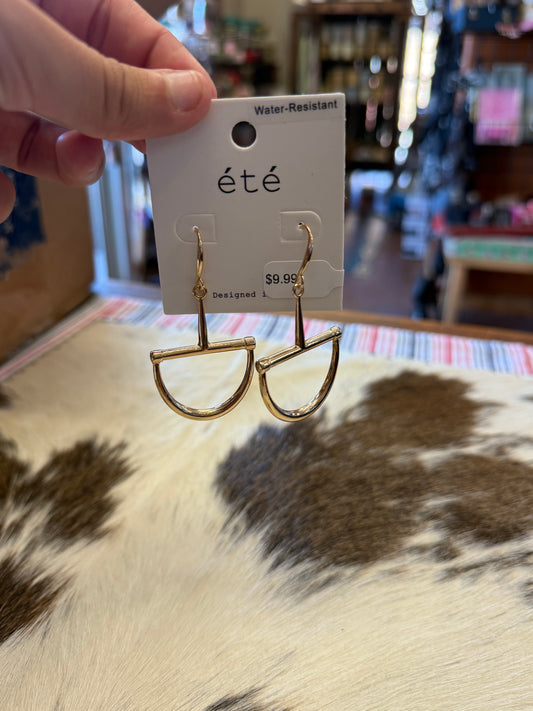 Water Resistant Gold Horse Bit 1" Drop Earring