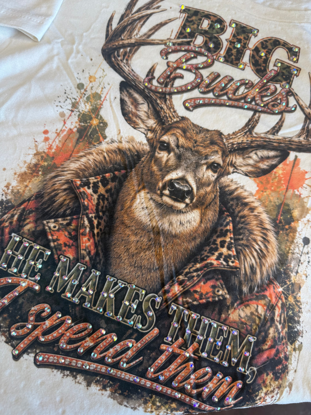 Big Buck Spender T-Shirt On Natural
W/Crystals