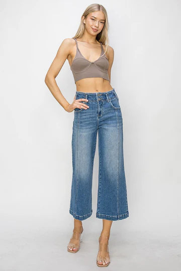 Risen High Rise Front Seam Cropped Jean
