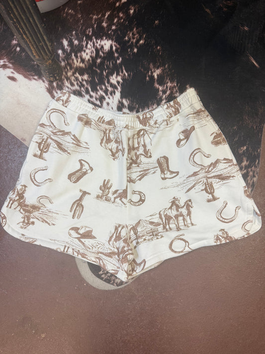 Western Flare Print Shorts