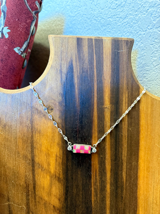 Pink Confetti Sterling Silver Necklace