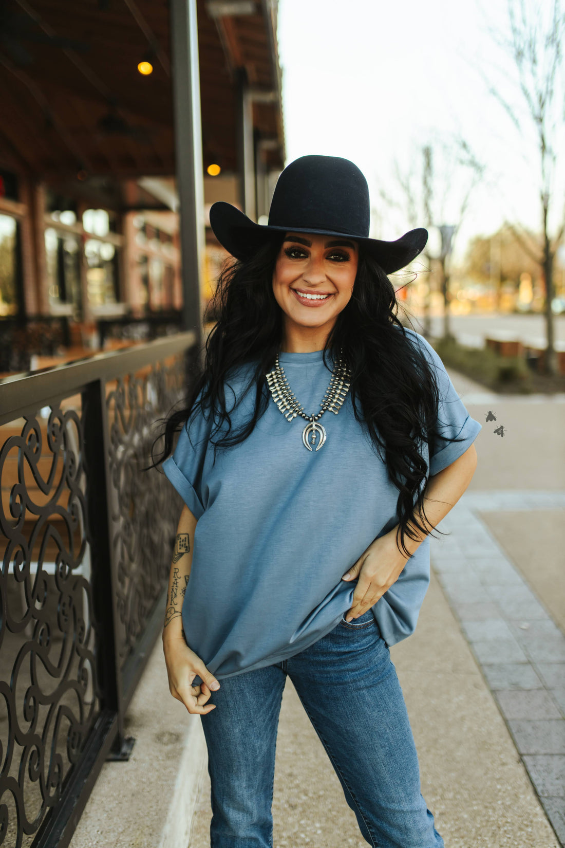 Cloud Basic Mom Cuff Tee