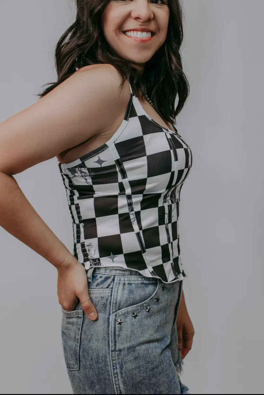 Checkered Corset Top